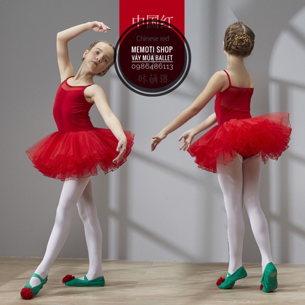 Váy múa 2 dây phối voan (nhiều màu)