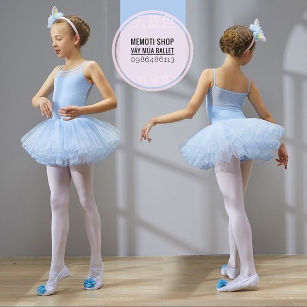 Váy múa 2 dây phối voan (nhiều màu)