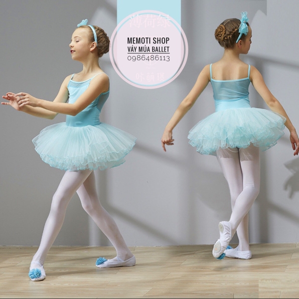 Váy múa 2 dây phối voan (nhiều màu)