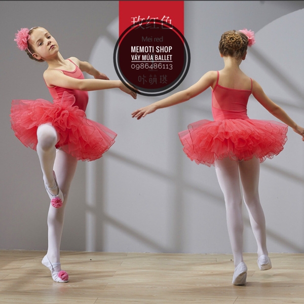 Váy múa 2 dây phối voan (nhiều màu)