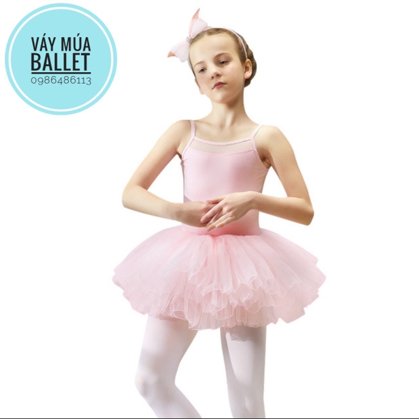 Váy múa 2 dây phối voan