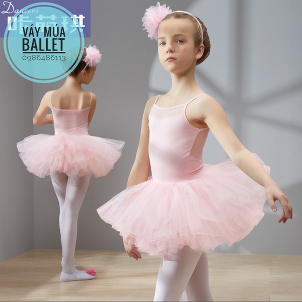 Váy múa 2 dây phối voan