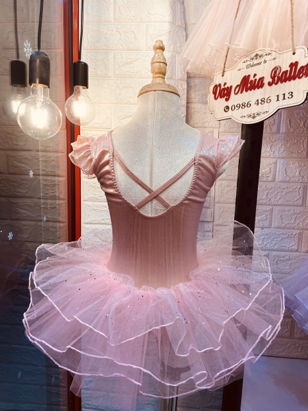 Váy múa tiên 2 nơ nhũ sao