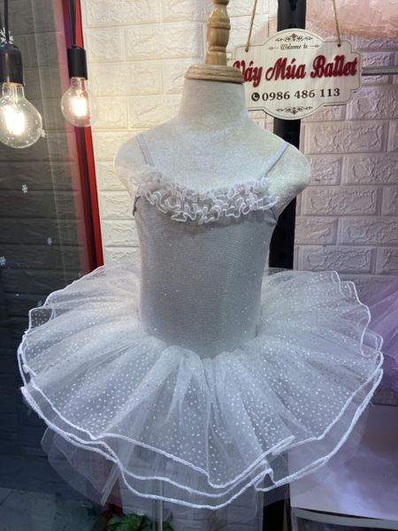 Váy múa 2 dây ren nhũ sao