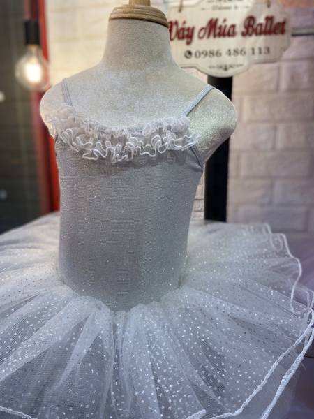 Váy múa 2 dây ren nhũ sao