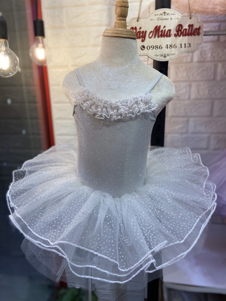 Váy múa 2 dây ren nhũ sao