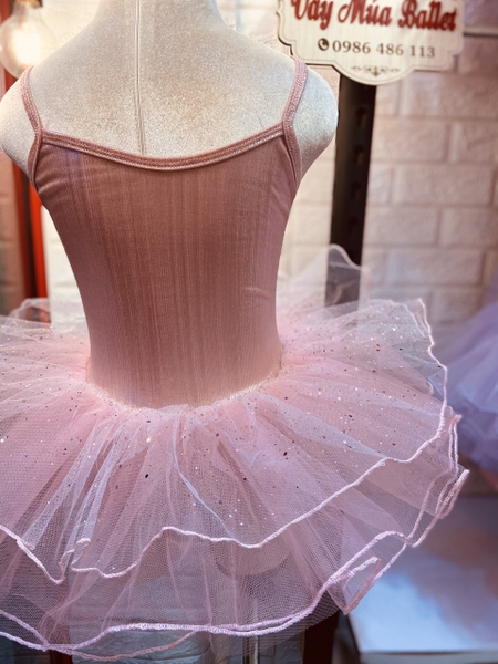 Váy múa 2 dây hoa nhũ sao