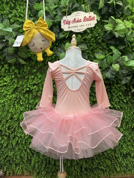 Váy múa tiên đan lưng tay lỡ kem