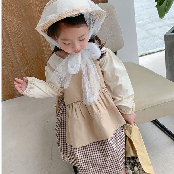 Set áo váy vintage bé gái