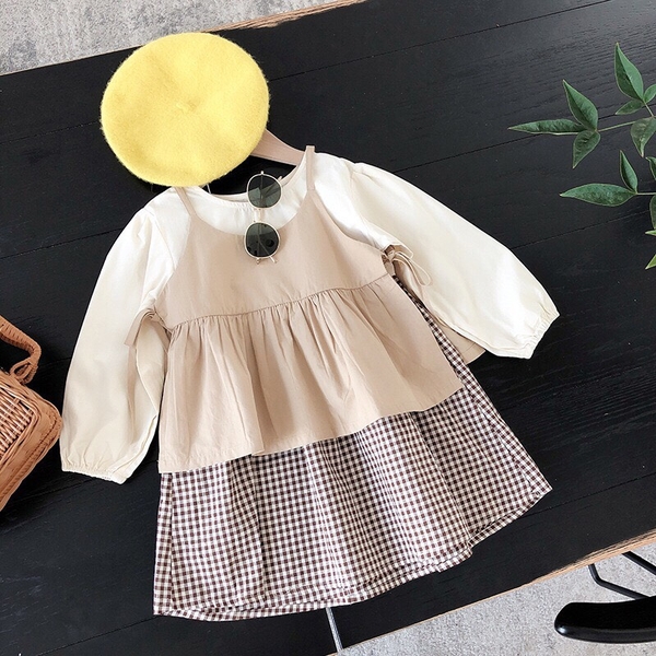 Set áo váy vintage bé gái