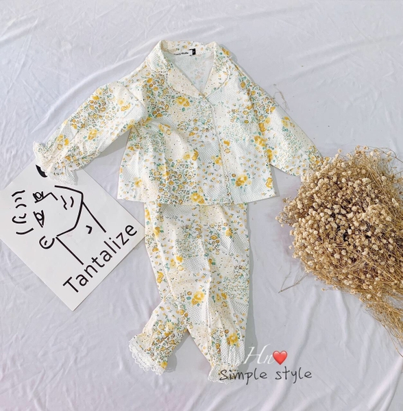 Bộ Pizama thô chun tay