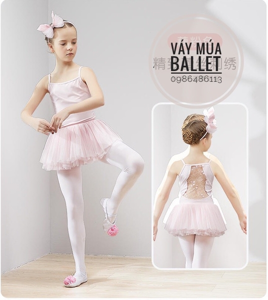 Váy múa 2 dây phối ren lưng (nhiều màu)