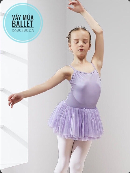 Váy múa 2 dây phối ren lưng (nhiều màu)