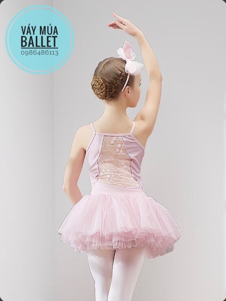 Váy múa 2 dây phối ren lưng (nhiều màu)