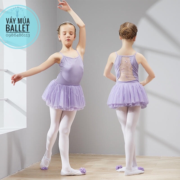 Váy múa 2 dây phối ren lưng (nhiều màu)