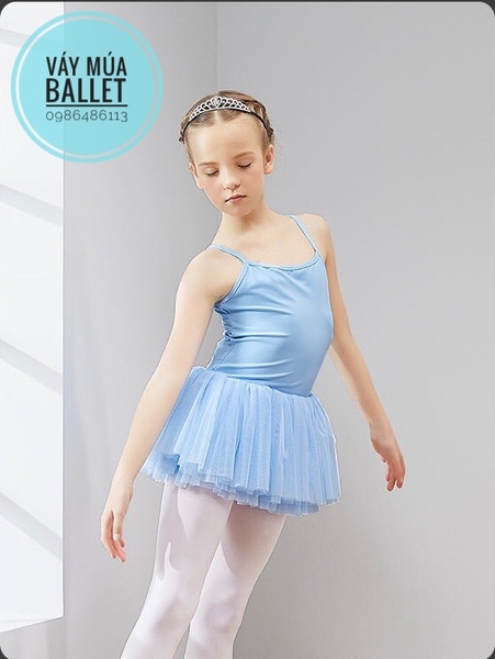 Váy múa 2 dây phối ren lưng (nhiều màu)