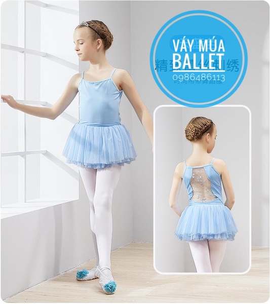 Váy múa 2 dây phối ren lưng (nhiều màu)