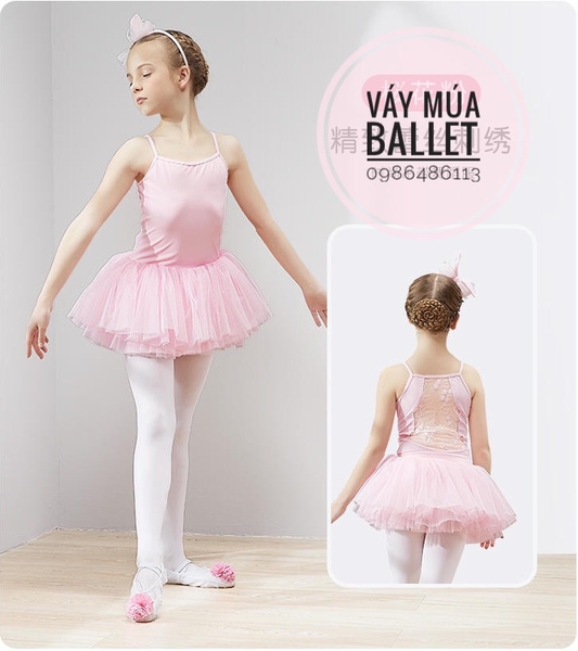 Váy múa 2 dây phối ren lưng (nhiều màu)