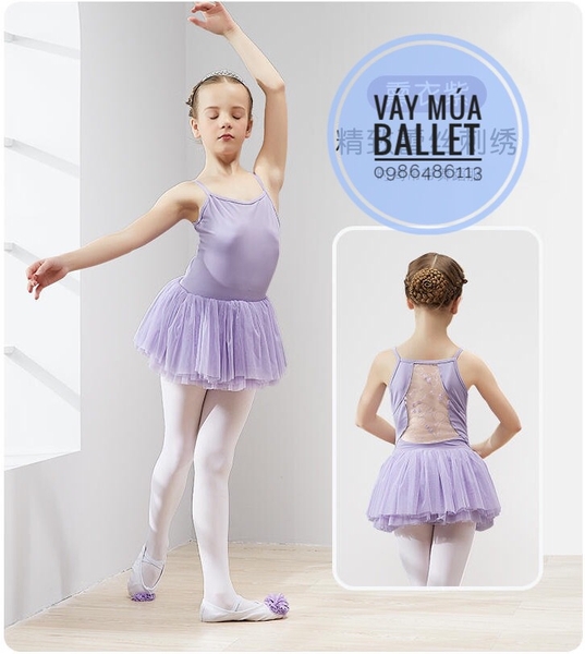 Váy múa 2 dây phối ren lưng (nhiều màu)