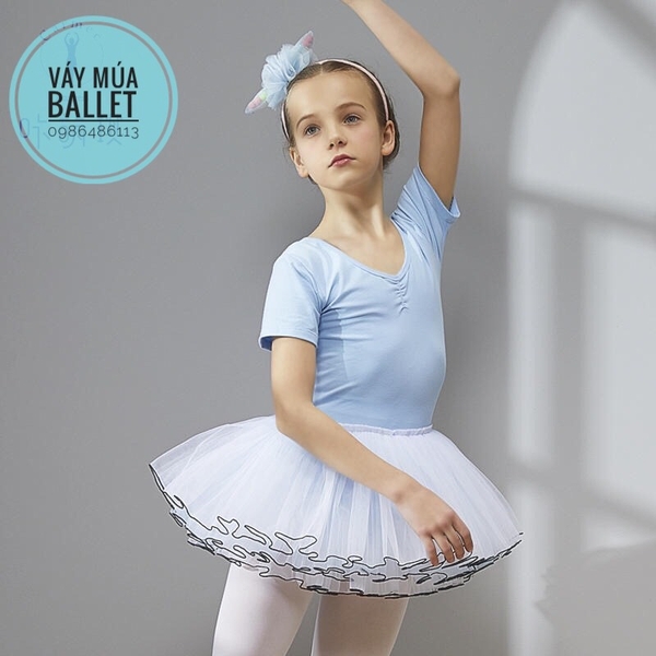 Váy múa nơ lưng phối màu ngắn tay (nhiều màu)