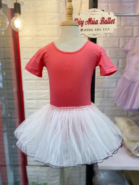 Váy múa nơ lưng phối màu ngắn tay (nhiều màu)