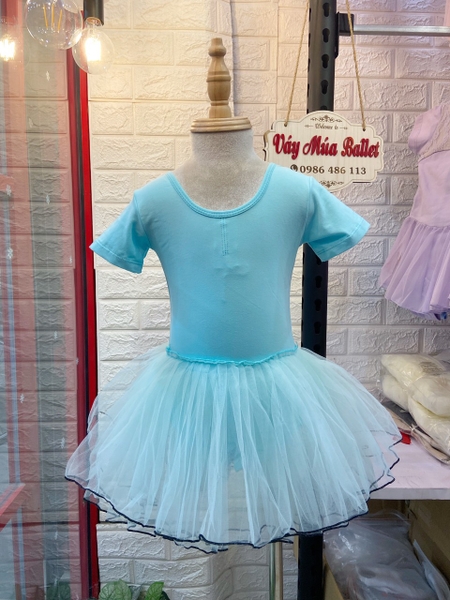 Váy múa nơ lưng phối màu ngắn tay (nhiều màu)