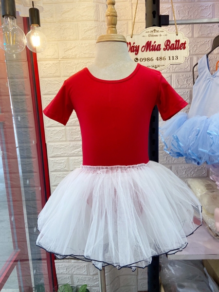 Váy múa nơ lưng phối màu ngắn tay (nhiều màu)