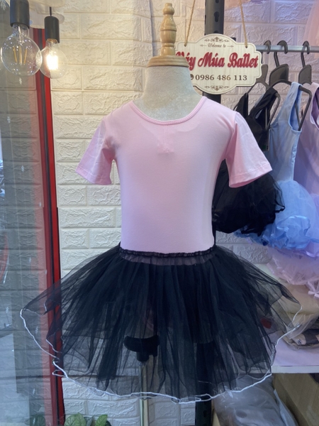 Váy múa nơ lưng phối màu ngắn tay (nhiều màu)