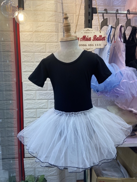 Váy múa nơ lưng phối màu ngắn tay (nhiều màu)