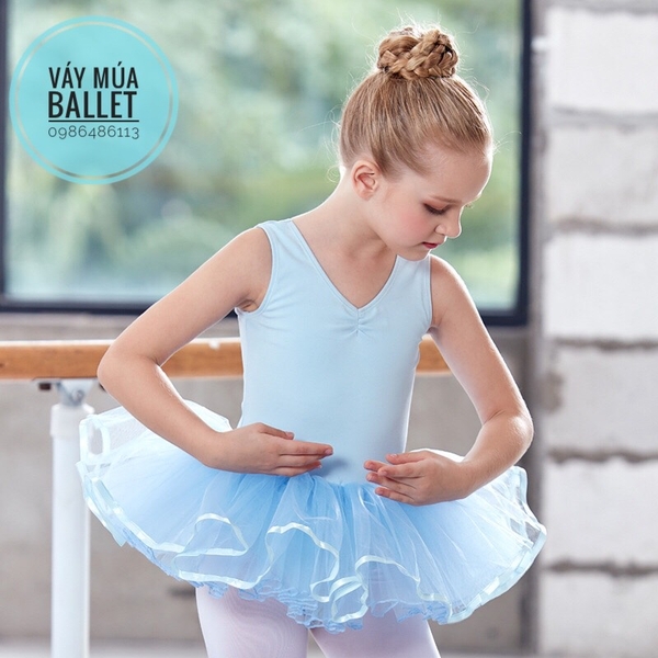 Váy múa ba lỗ viền chân váy (hồng, tím, xanh, đen)