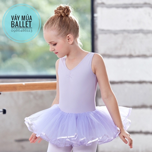 Váy múa ba lỗ viền chân váy (hồng, tím, xanh, đen)