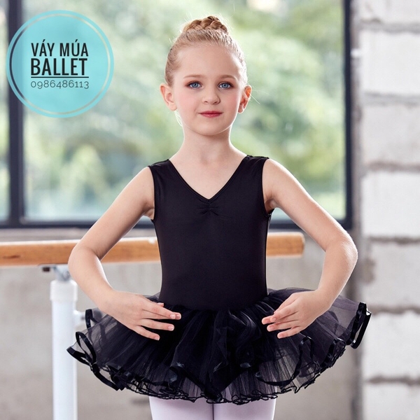 Váy múa ba lỗ viền chân váy (hồng, tím, xanh, đen)