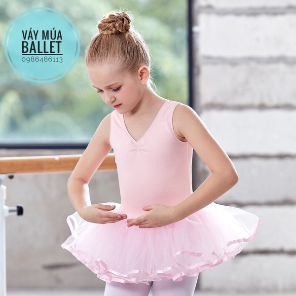 Váy múa ba lỗ viền chân váy (hồng, tím, xanh, đen)