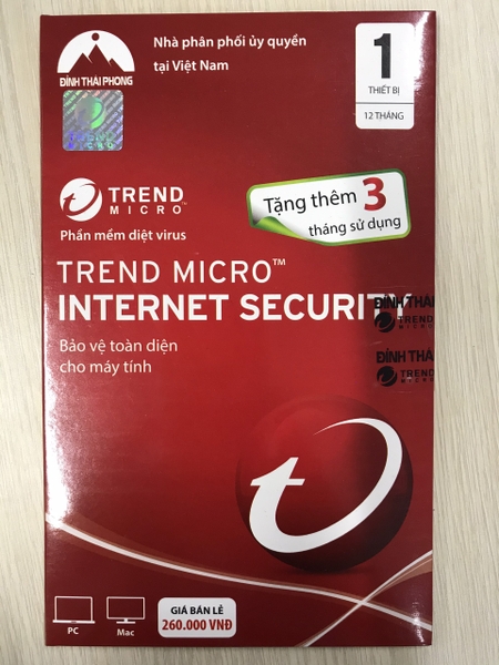 Phần Mềm Diệt Virus Trend Micro Internet Security 1PC  15 Tháng