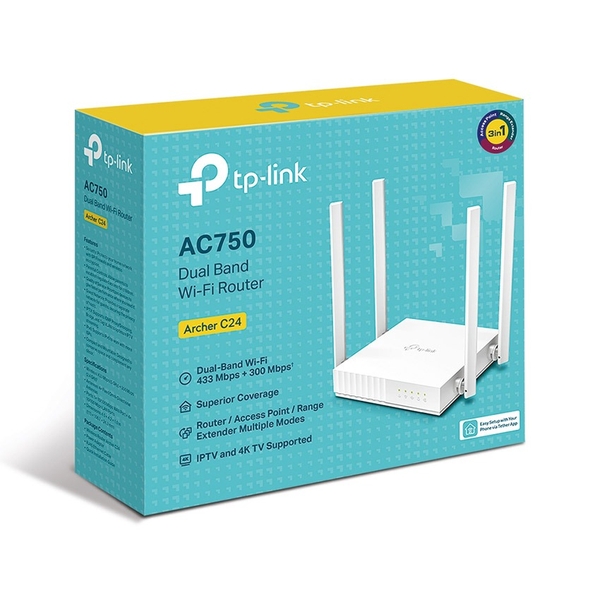 Router wifi TP-Link Archer C24 tốc độ AC750Mbps