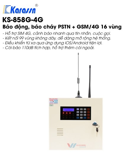 Báo động, báo cháy 16 vùng KARASSN KS-858G-4G