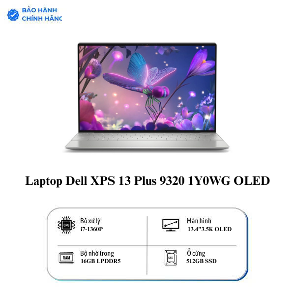 Laptop Dell XPS 13 Plus 9320 1Y0WG OLED (Core i7 1360P/ 16GB/ 512GB SSD/ Intel Iris Xe Graphics/ 13.4inch 3.5K Touch/ Win11 + Office Student + McAfee LS/ Silver/ Nhôm nguyên khối/ 1 Year)