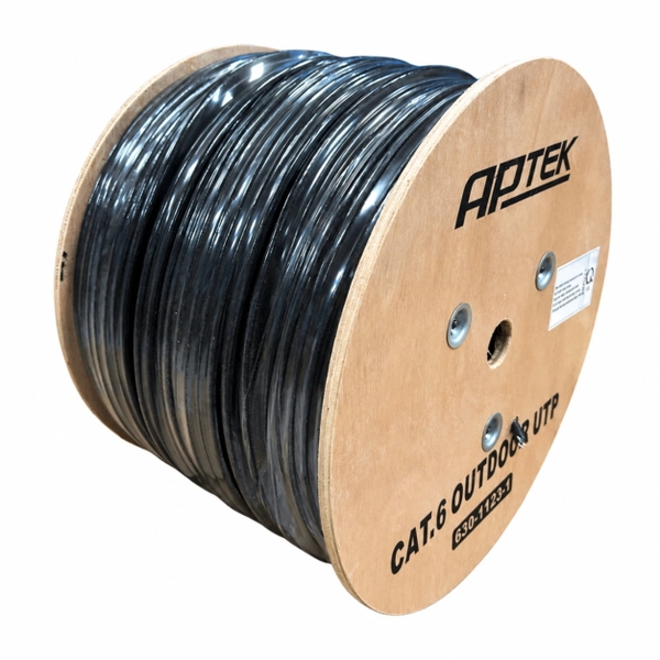 Cáp mạng APTEK 630-1123-1 (Cat.6 UTP Outdoor, CCA 23AWG, 305m, đen)