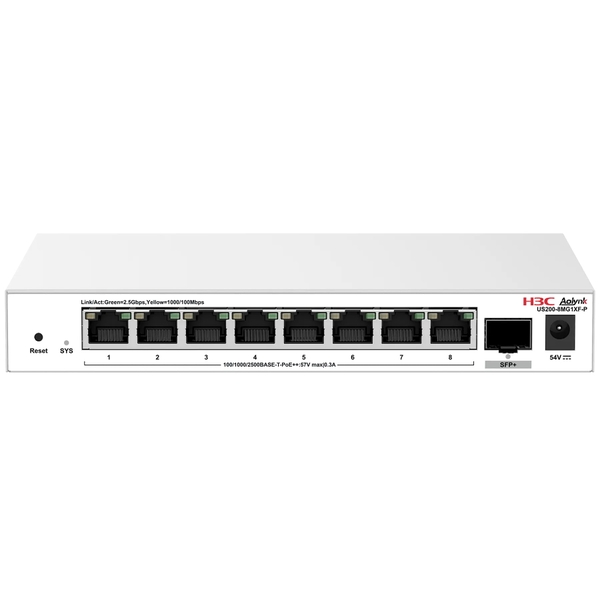 Switch PoE H3C Aolynk US200-8MG1XF-P (8 cổng 2.5G PoE++ + 1 cổng SFP+ 10G, 135W)