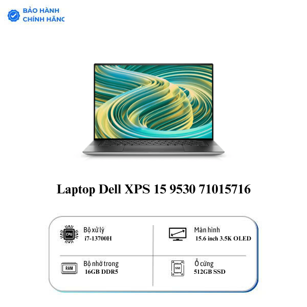 Laptop Dell XPS 15 9530 71015716 (Intel Core i7-13700H | 16GB | 512GB | RTX4050 6GB | 15.6 inch 3.5K | Win 11 | Office | Bạc)