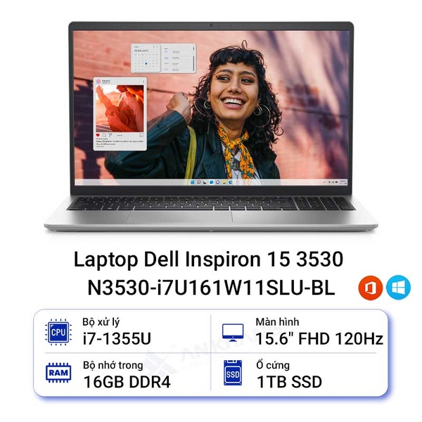 Laptop Dell Inspiron 15 3530 N3530-i7U161W11SLU-BL