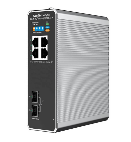 4-Port RJ45 Gigabit and 2-Port SFP Cloud Managed Industrial Switch, with 3-Port PoE+ and 1-Port PoE++