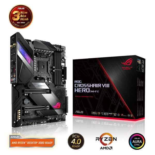 MAINBOARD ASUS ROG X570 CROSSHAIR VIII HERO WIFI (AMD X570, SOCKET AM4, ATX, 4 KHE RAM DDR4)