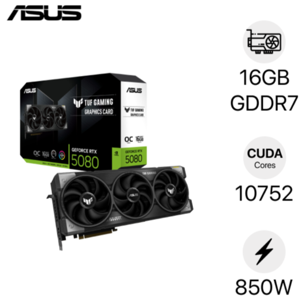 VGA Asus Tuf Gaming Geforce RTX 5080 OC 16GB TUF-RTX5080-016G-GAMING