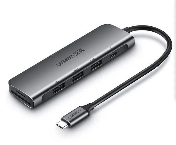 Bộ chuyển đổi USB Type-C sang SD+TF+3 cổng USB 3.0 Ugreen (50598)
