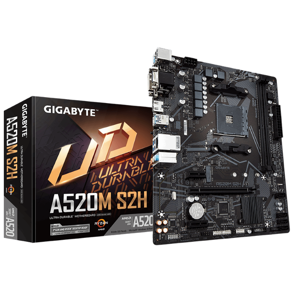 MAINBOARD GIGABYTE A520M-S2H (AMD A520, SOCKET AM4, M-ATX, 2 KHE RAM DDR4)