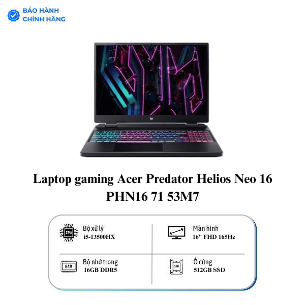 Laptop gaming Acer Predator Helios Neo 16 PHN16 71 53M7
