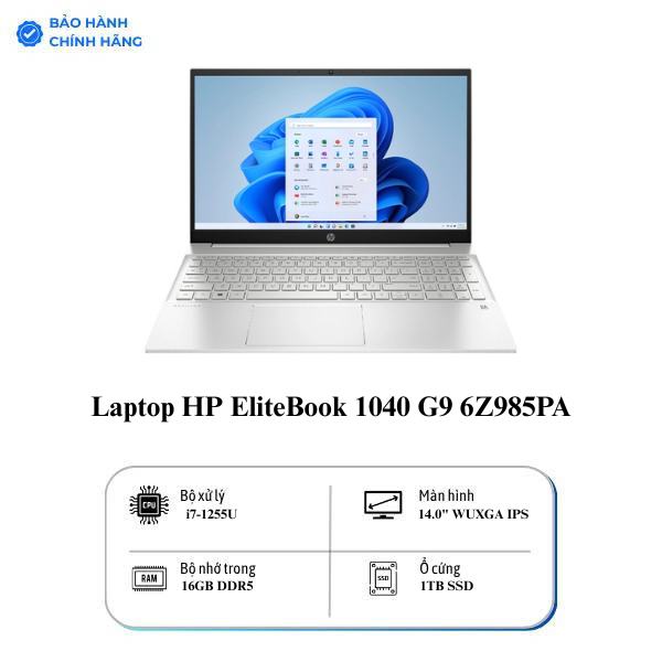 Laptop HP EliteBook 1040 G9 6Z985PA (Core i7-1255U | 16GB | 1TB | Intel Iris Xe | 14inch WUXGA | Win 11 Pro | Bạc)