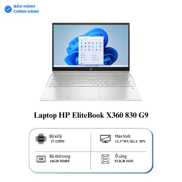 Laptop HP EliteBook X360 830 G9 (6Z964PA) (i7-1255U | 16GB | 512GB | Intel Iris Xe Graphics | 13.3' WUXGA Touch | Win 11 Pro)