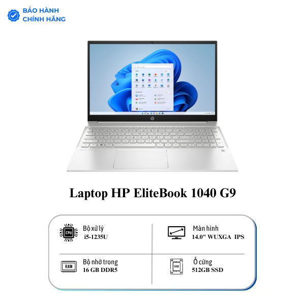 Laptop HP EliteBook 1040 G9 (6Z9A5PA)/ Bạc/ Intel Core i5-1235U (upto 4.4Ghz, 12MB)/ RAM 16GB/ 512GB SSD/ Intel Iris Xe Graphics/ 14inch WUXGA/ Win 11 Pro 64/ 3Yrs